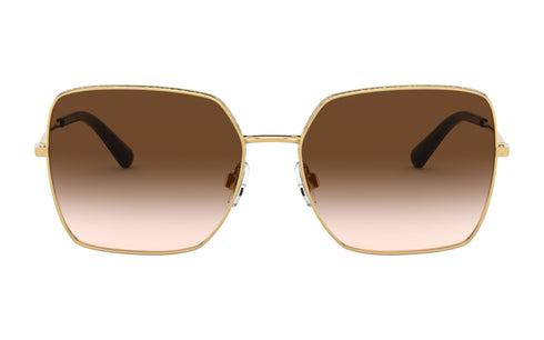 Dolce & Gabbana Slim DG2242 02/13 Women's Sunglasses - Gold Frame, Brown Gradient Lenses
