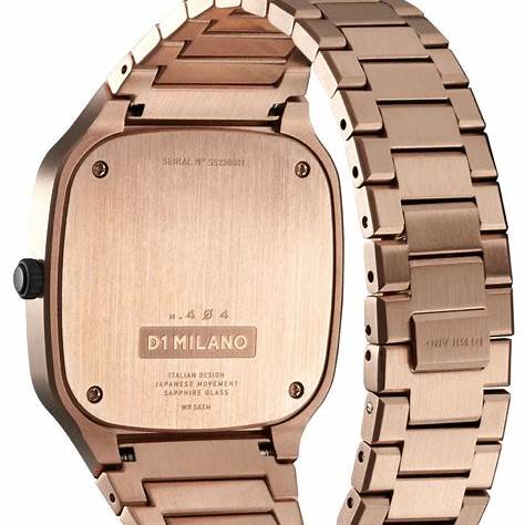 D1 Milano Square Champagne SQBJ04 Orologio unisex - Acciaio inossidabile PVD champagne, 37 mm