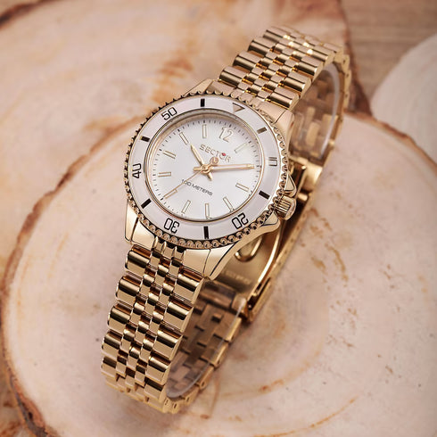 Sector 230 R3253161532 Women's Watch – 32mm Gold-Tone, White Dial, 10 ATM