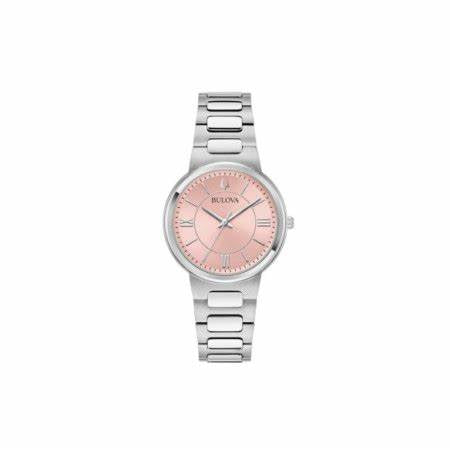 Bulova 96L335 Women's Classic Watch - Silver Stainless Steel, Pink Dial