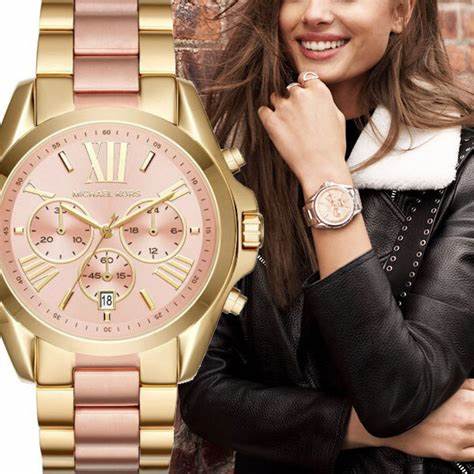 Michael Kors Bradshaw MK6359 Women's Two-Tone Chronograph Watch - Pink Dial