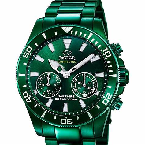 Jaguar J990/1 Men's Hybrid Connected Watch - Green Dial, Green Stainless Steel Bracelet