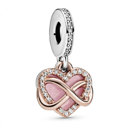 Pandora 788878C01 Charm scintillante con cuore infinito - Placcatura bicolore in argento sterling e oro rosa 14k con zirconia cubica