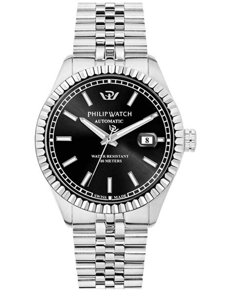 Philip Watch Caribe R8223597023 Orologio automatico da uomo - Acciaio inossidabile, quadrante nero