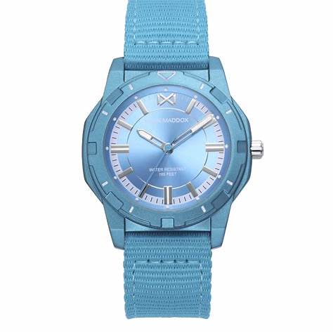 Mark Maddox MC0103-37 Women's Analog Quartz Watch - Blue Aluminum Case, Nylon Strap