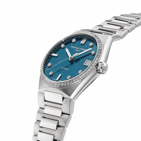 Frederique Constant Highlife Ladies Automatic Sparkling FC-303LBSD2NHD6B - Acciaio inossidabile 34 mm, lunetta con diamanti incastonati, quadrante blu