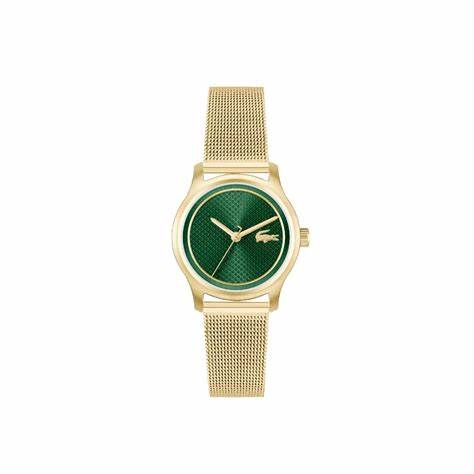 Lacoste Elyse Women's Watch - Gold Stainless Steel Mesh Bracelet, Green Dial, 36mm