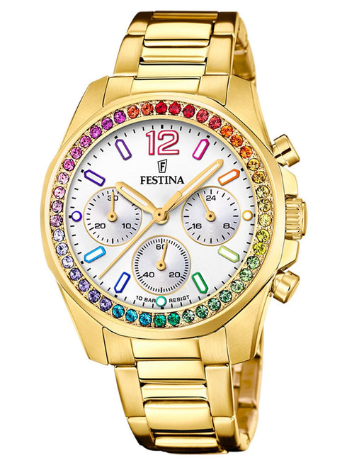 Festina F20609/2 Rainbow Ladies Chronograph – Gold Steel, 38 mm