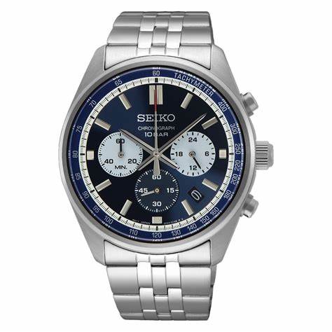 Seiko SSB427P1 Herren Quarz Chronograph Uhr - Blaues Zifferblatt, Edelstahlarmband