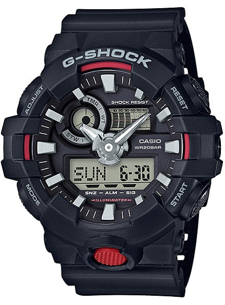 Orologio Casio G-SHOCK GM-700-1AER da uomo - 53 mm, cassa in resina nera con lunetta in acciaio inossidabile, display analogico-digitale