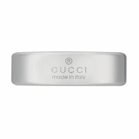 Gucci Tag Sterling Silver 6mm Ring with Interlocking G Logo - Size 6