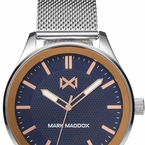 Mark Maddox HM7139-37 Men's Analog Watch - Stainless Steel Mesh Bracelet, Blue Dial