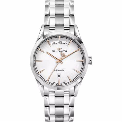 Philip Watch Sunray R8223180004 Orologio automatico da uomo - Bracciale in acciaio, quadrante argentato