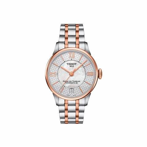 Tissot Chemin des Tourelles Powermatic 80 Helvetic Pride Lady Watch - Mother-of-Pearl Dial, Two-Tone Stainless Steel Bracelet