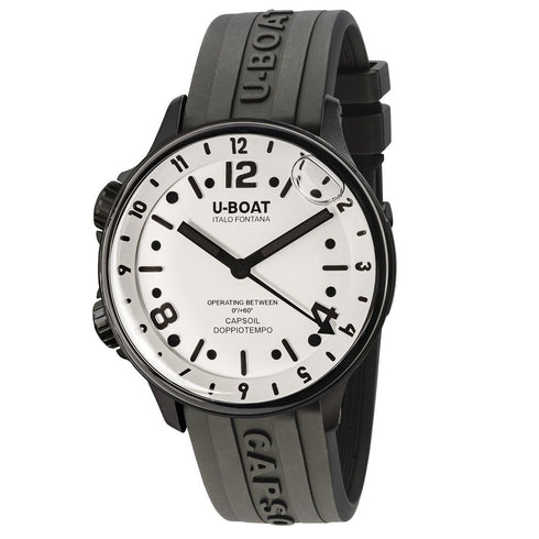 U - BOATU - Boat Capsoil U8889/A Dual Time Watch – 45mm DLC Steel, White Dial, Oil ImmersionWATCHESEcecile