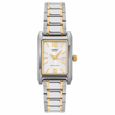 Reloj de cuarzo para mujer Casio LTP-1235SG-7ADF - Esfera plateada, correa de acero inoxidable bicolor