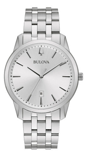 Bulova Sutton 96B342 Men's Watch - Stainless Steel, Silver Dial, Date Display