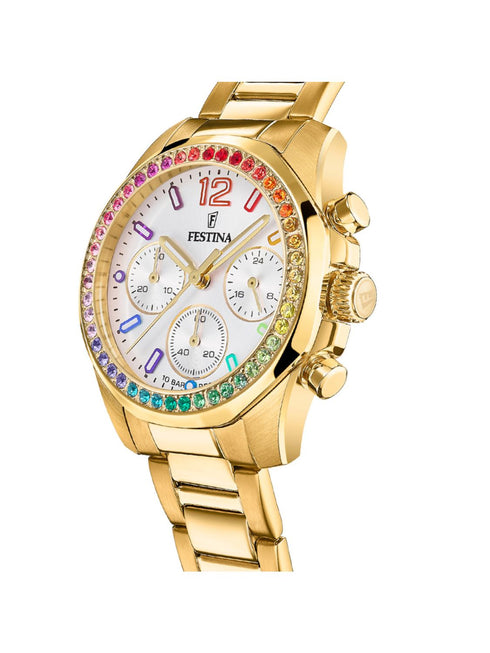 Festina F20609/2 Rainbow Ladies Chronograph – Gold Steel, 38 mm