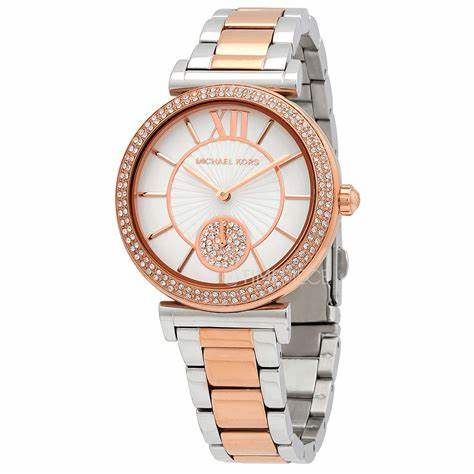 Michael Kors Abbey MK4616 Orologio bicolore da donna in acciaio inossidabile - Quadrante bianco