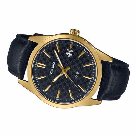 Orologio Casio MTP-VD03GL-1AUDF Uomo - Quadrante nero, cassa in oro, cinturino in pelle nera