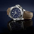 Victorinox I.N.O.X. Mechanical Men's Watch - Stainless Steel Case, Blue Dial, Brown Wood Strap