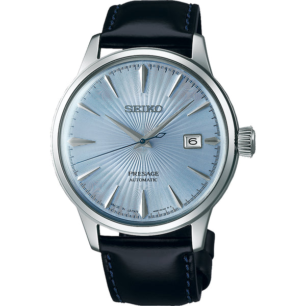 Seiko Presage SRPB43J1 Orologio da uomo - Cassa in acciaio, quadrante blu sunburst, cinturino in pelle