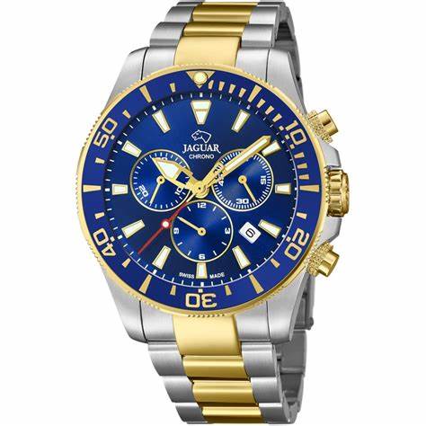 Jaguar Men's Swiss Quartz Chronograph Watch - Model J862/4, Two-Tone Stainless Steel, Blue Dial