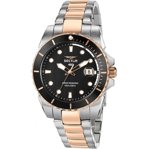 Sector 450 R3253276002 Men's Watch – Black Dial, Two-Tone Steel & Rose Gold
