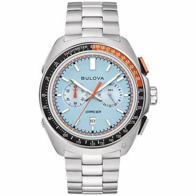 Bulova 98B432 Racer Chronograph Men's Watch - Blue Dial, Stainless Steel Bracelet