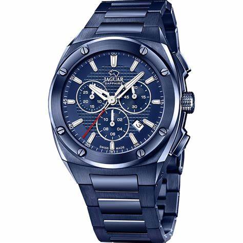 Jaguar J991/1 Men's Chronograph Watch - Blue Dial, Blue Stainless Steel Bracelet