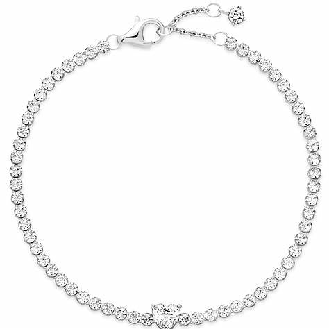 Bracciale tennis Pandora con cuore scintillante 590041C01-18 - Argento, zirconia cubica, 18 cm