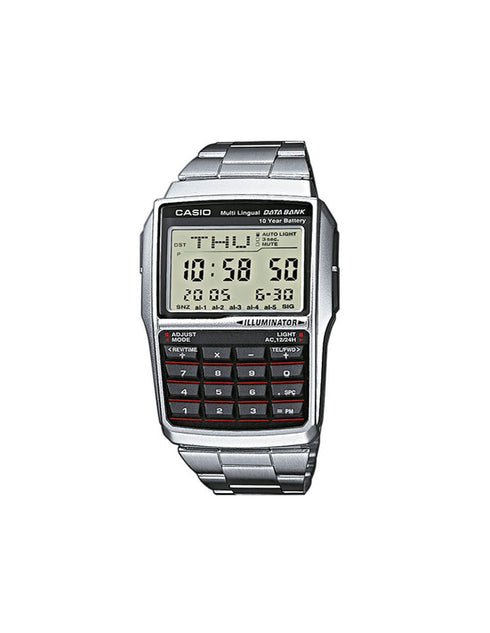 Orologio da uomo con calcolatrice digitale Casio DBC-32D-1AES - Bracciale in acciaio inossidabile, calcolatrice a 8 cifre, batteria di 10 anni