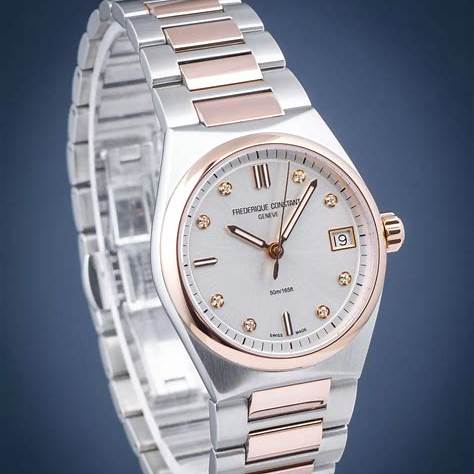 Frederique Constant Highlife Ladies Quartz FC-240VD2NH2B – Silver Dial, Diamond Markers, Two-Tone Rose Gold Bracelet