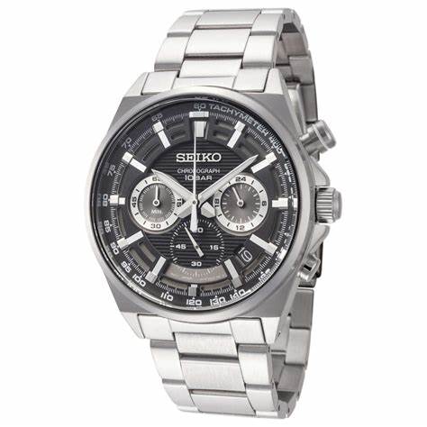 Seiko SSB397P1 Herren-Quarz-Chronographenuhr - Schwarzes Zifferblatt, Edelstahlarmband