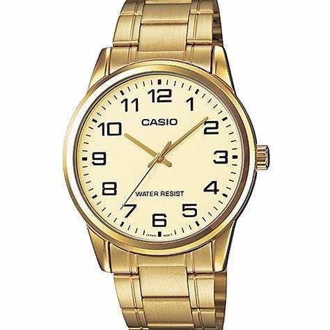 Casio MTP-V001G-9BUDF Herren-Goldton-Analog-Uhr – Champagner-Zifferblatt