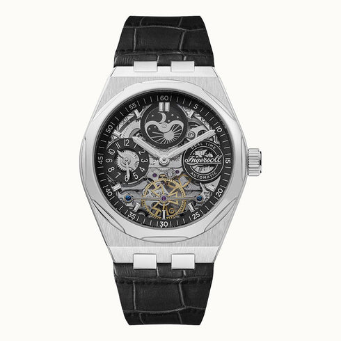 Ingersoll 1892 I12903 Broadway Dual Time Automatico - Scheletrato Quadrante nero