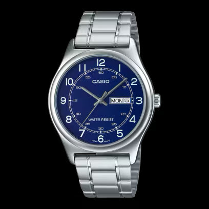 Reloj Casio MTP-V006D-2BUDF de acero inoxidable para hombre, esfera azul, día y fecha