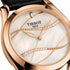 Tissot T-Wave T1122103611100 Damenuhr – Perlmuttzifferblatt, Roségold PVD-Gehäuse, Schwarzes Lederarmband