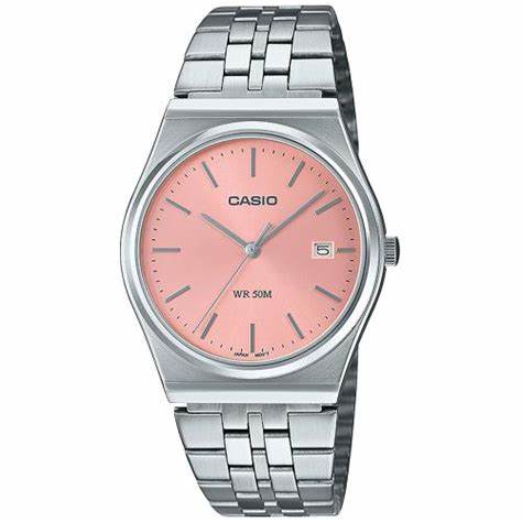 Casio MTP-B145D-4AVEF Men's Watch - Pink Dial, Stainless Steel Bracelet