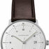 Junghans Max Bill Quartz Men's Watch 041/4461.02 – 38mm Stainless Steel Case, Matte Silver-Plated Dial, Brown Leather Strap