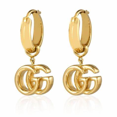 Gucci YBD582017001 18k Yellow Gold GG Running Drop Earrings