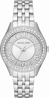 Michael Kors MK4708 Women's Harlowe Silver-Tone Watch with Pavé Crystal Bezel