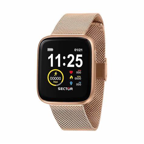 Sector S-04 R3253158002 Smartwatch – Rose Gold Mesh Strap, 40mm Rectangular Case