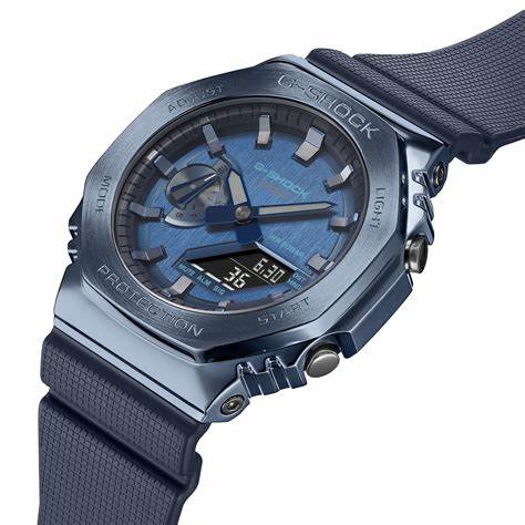 Casio G-SHOCK GM-2100N-2AER Men's Analog-Digital Watch – Stainless Steel Bezel, Blue IP Finish, 200M Water Resistance