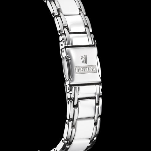 Festina F20499/1 Women's Quartz Watch - White Dial, Ceramic & Steel Bracelet