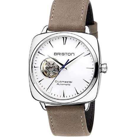 Briston Clubmaster Iconic Automatic Watch 40mm White Dial Grey Leather Strap 18740.PS.I.2.LVT