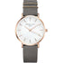 Rosefield WEGR-W75 West Village Women's Watch – 33mm Rose Gold Case, Grey Nubuck Strap, Mother-of-Pearl Dial
