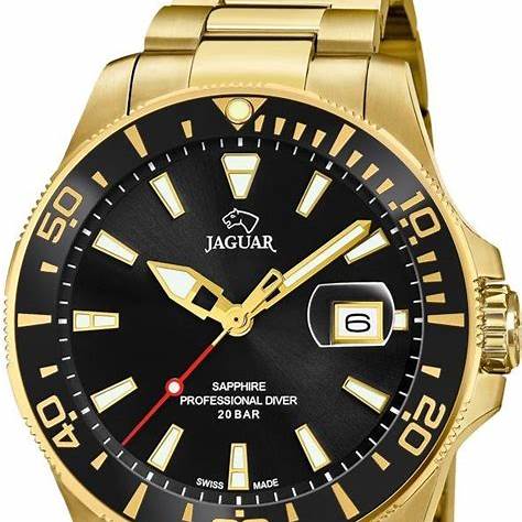 JAGUARJaguar Men's Swiss Quartz Diver Watch - Model J877/3, Gold - Tone Stainless Steel, Black DialWATCHESEcecile