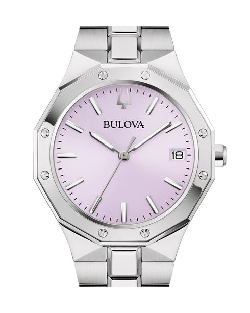 Bulova 96M170 Women's Watch – Silver Steel, Lilac Dial, Sapphire Crystal, 32mm