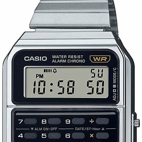 Casio Vintage CA-500WE-1AEF Unisex Calculator Watch - Black Dial, Stainless Steel Band